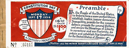 1934 Constitution Day Event Ticket Booklet